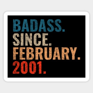 Badass since February 2001 Retro 2001 birthday shirt Sticker